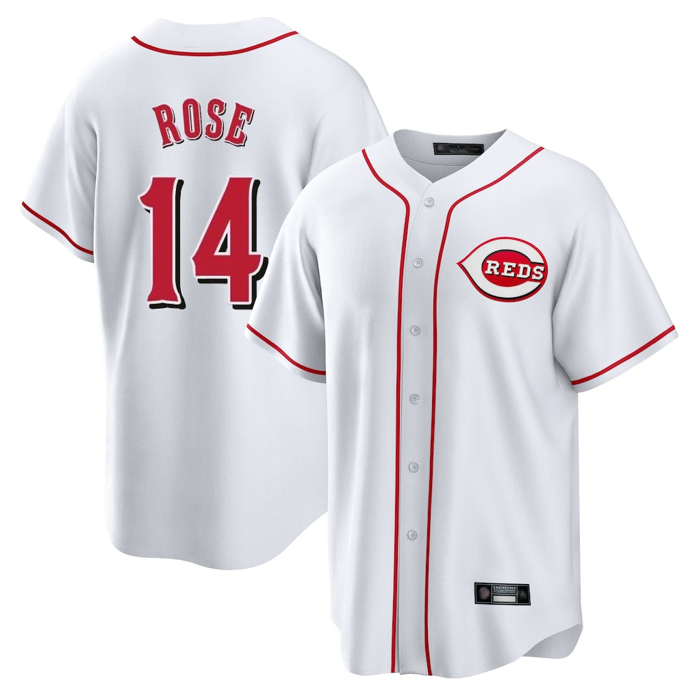 Odoa C.Reds #14 Pete Rose Player White Game Home Stitched Jerseys