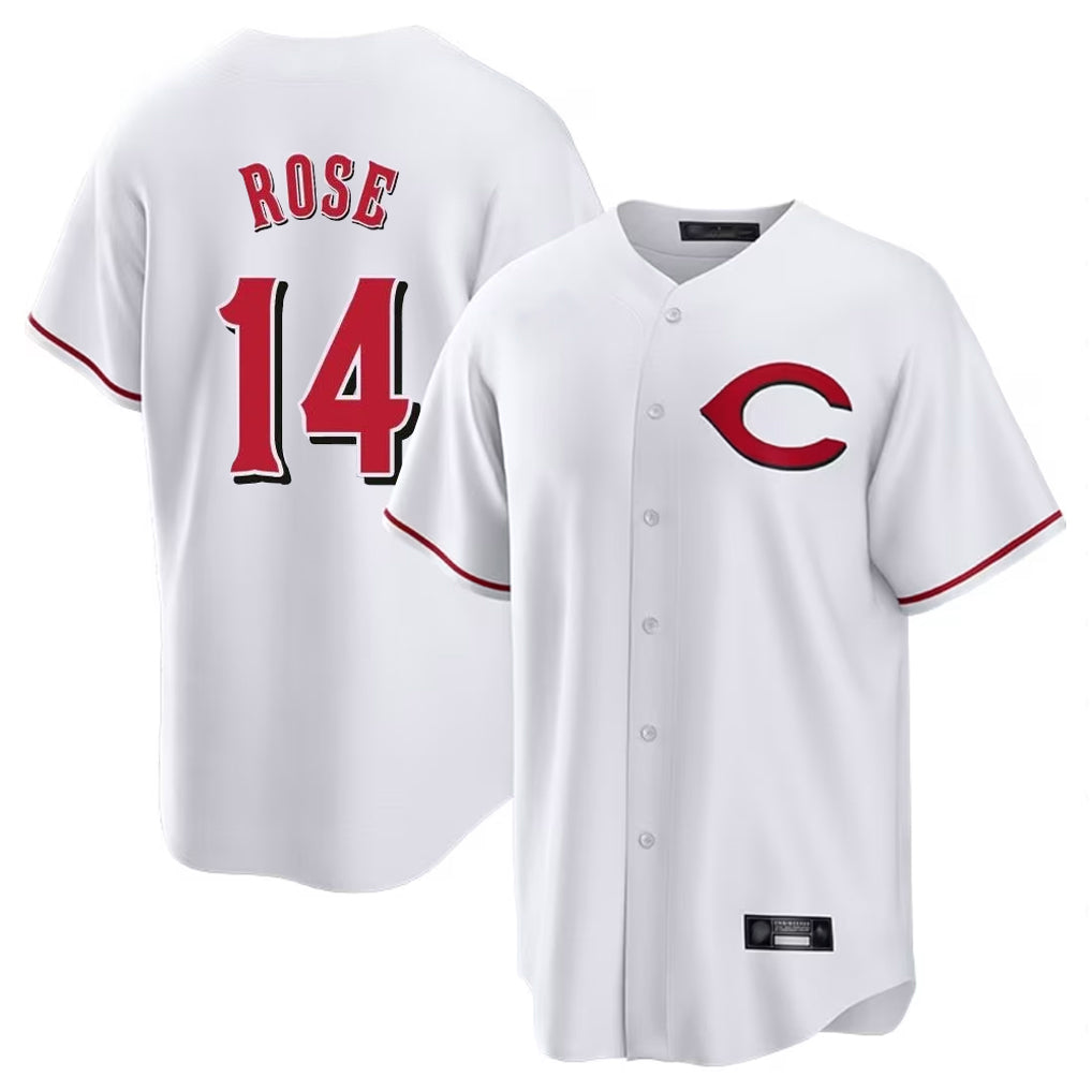 Odoa C.Reds #14 Pete Rose Player White Home Game Stitched Jerseys