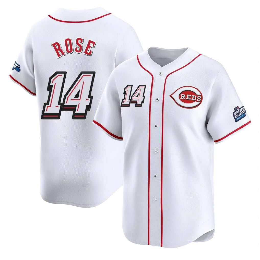 Odoa C.Reds #14 Pete Rose Player White Speedway Classic Home Limited Stitched Jerseys