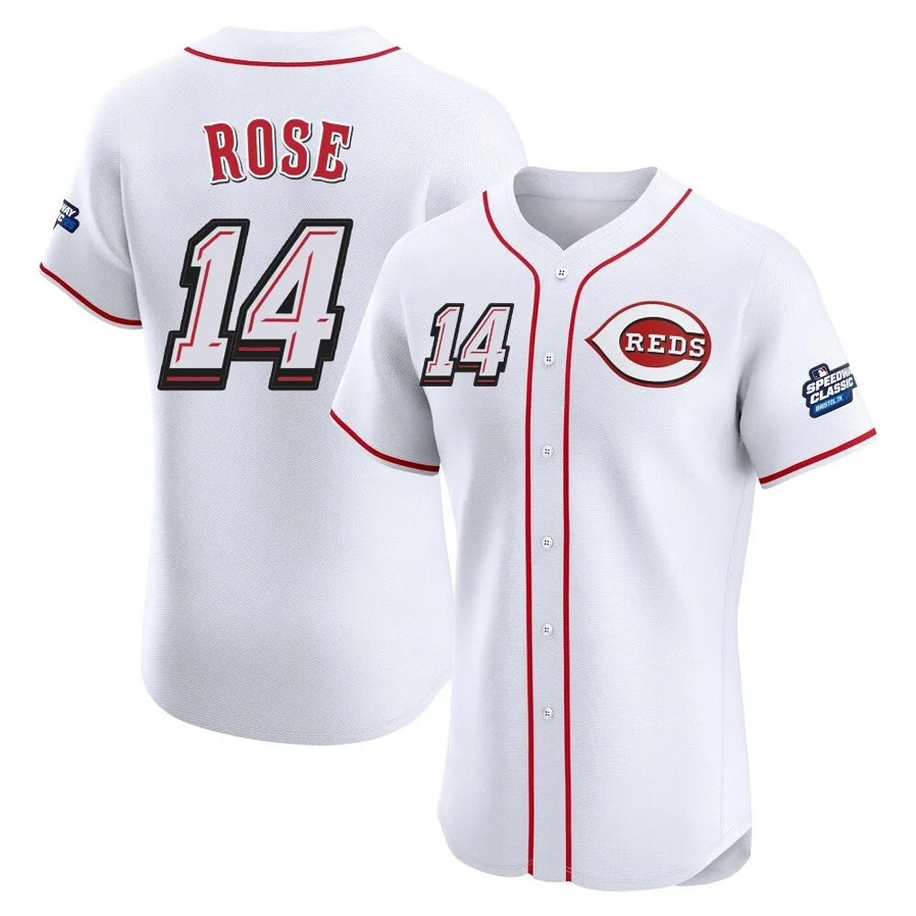 Odoa C.Reds #14 Pete Rose Player White Speedway Classic Limited Elite Home Stitched Jerseys
