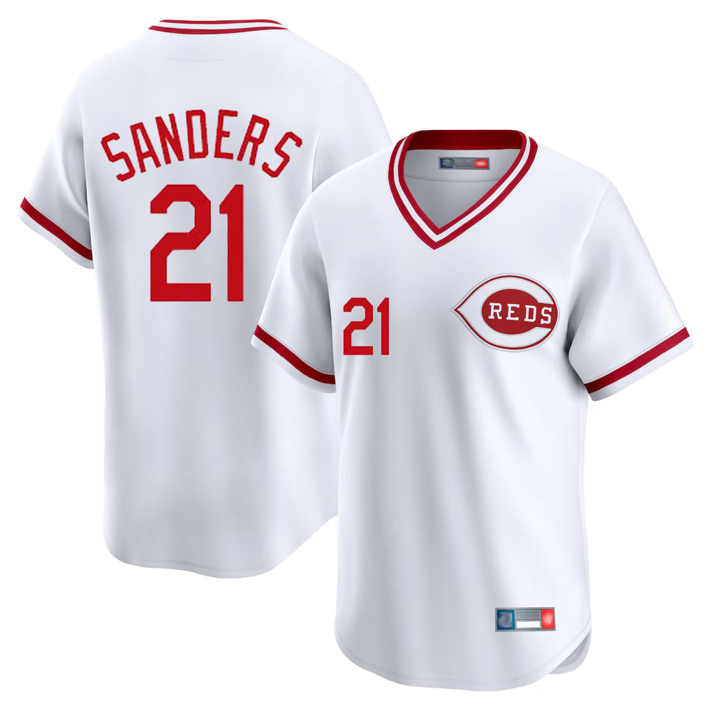 Odoa C.Reds #21 Hunter Greene Player White Cooperstown Collection Limited T-shirt Home Stitched Jerseys