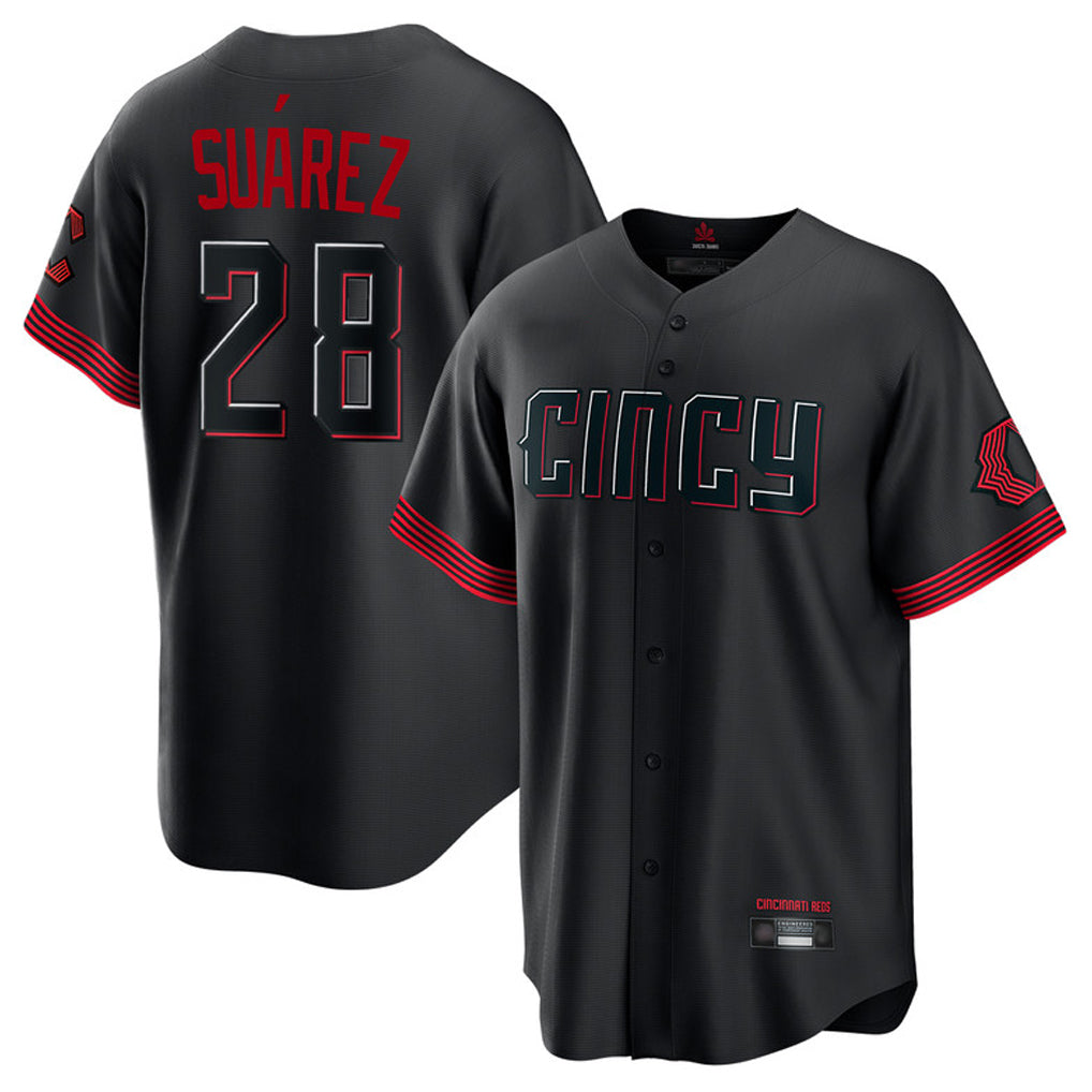 Odoa C.Reds #28 Eugenio Su¡§¡érez Player Black City Connect Home Game Stitched Jerseys
