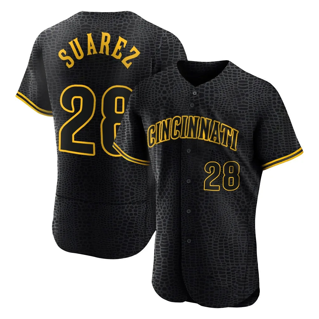 Odoa C.Reds #28 Eugenio Su¡§¡érez Player Black Snake Skin City Limited Elite Home Stitched Jerseys