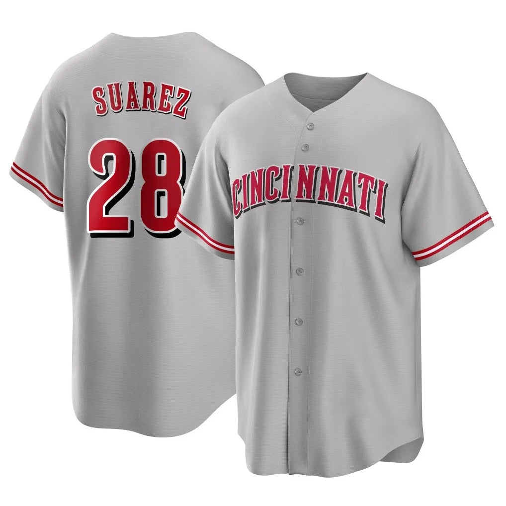 Odoa C.Reds #28 Eugenio Su¡§¡érez Player Gray Home Game Stitched Jerseys