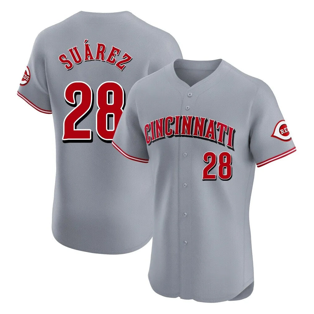 Odoa C.Reds #28 Eugenio Su¡§¡érez Player Gray Limited Elite Home Stitched Jerseys