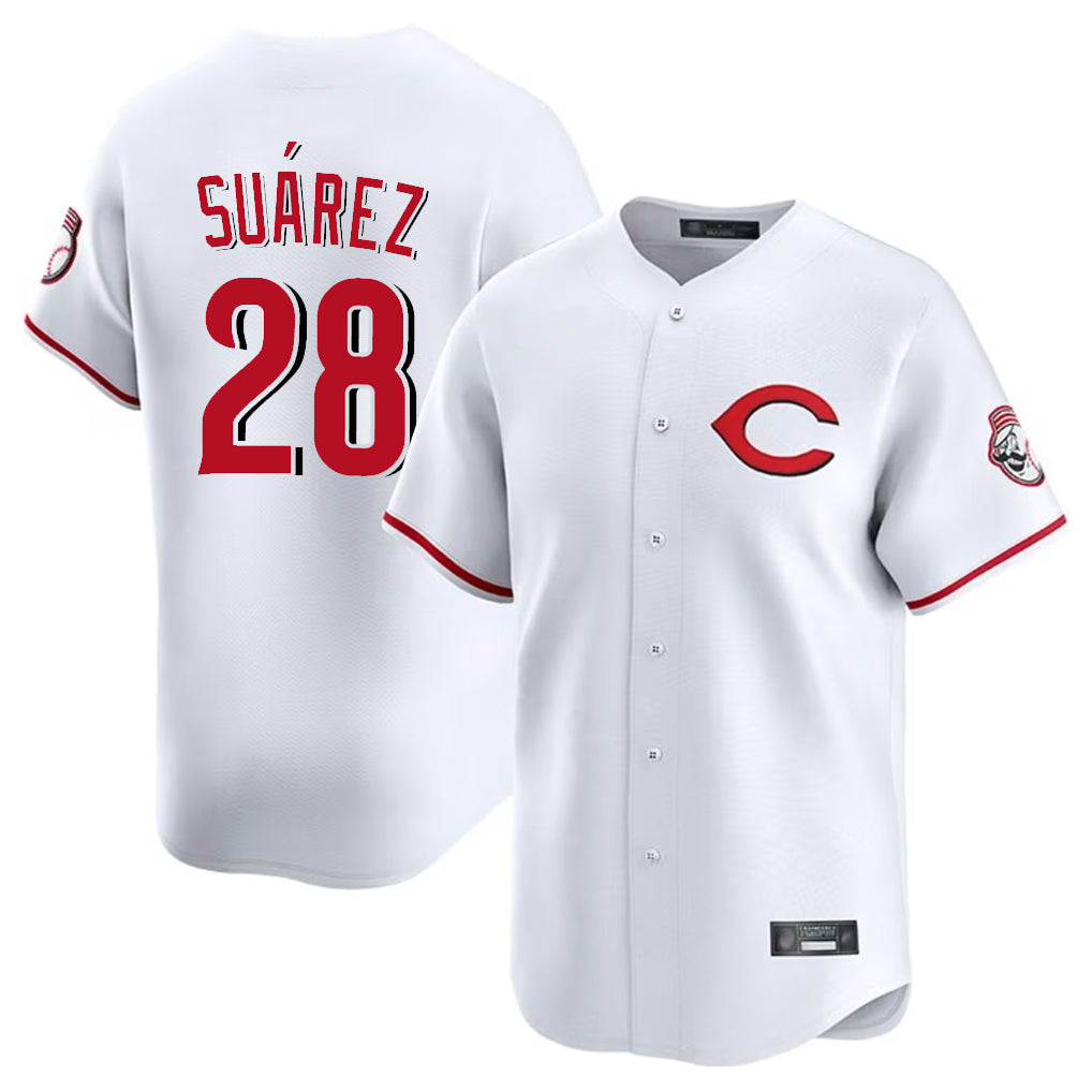 Odoa C.Reds #28 Eugenio Su¡§¡érez Player White Limited Home Stitched Jerseys
