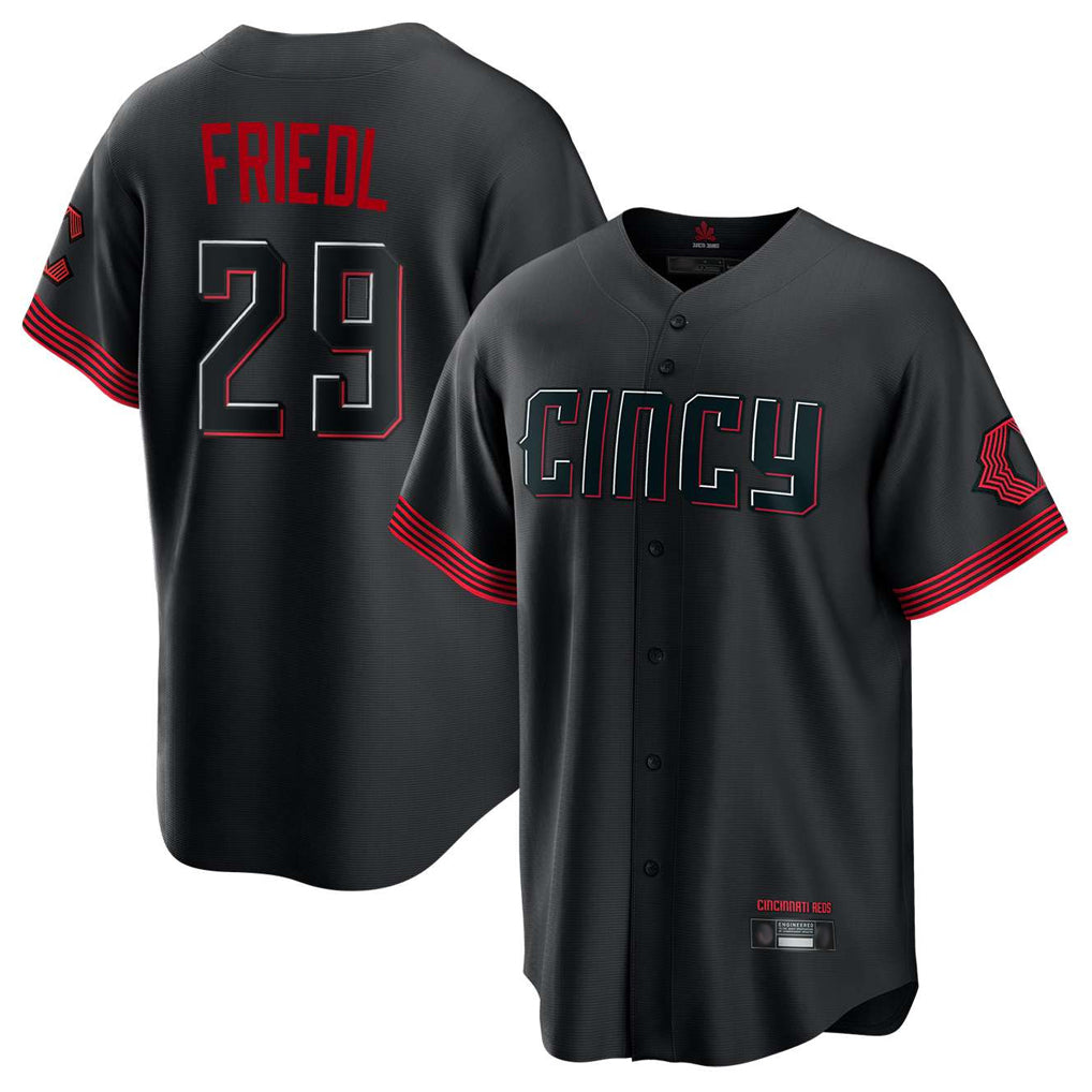 Odoa C.Reds #29 TJ Friedl Player Black City Connect Home Game Stitched Jerseys