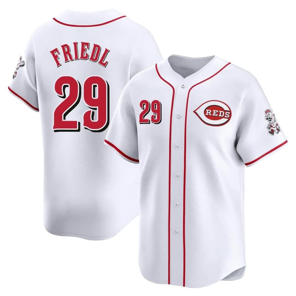 Odoa C.Reds #29 TJ Friedl Player White Home Limited Stitched Jerseys