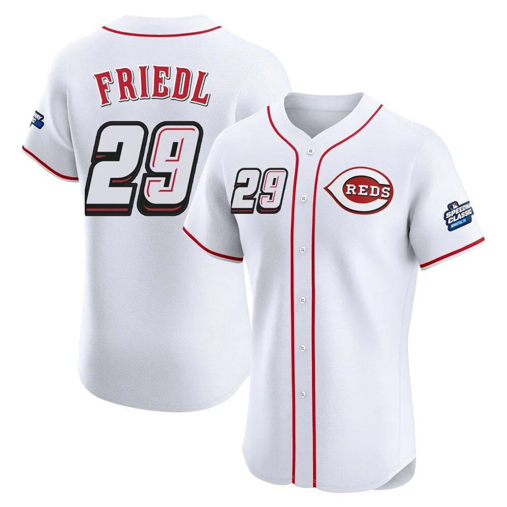 Odoa C.Reds #29 TJ Friedl Player White Speedway Classic Limited Elite Home Stitched Jerseys