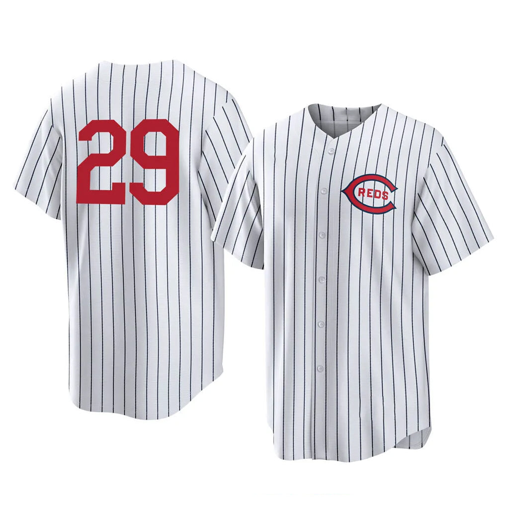 Odoa C.Reds #29 TJ Friedl Player White Stripe Field of Dreams Game Home Stitched Jerseys