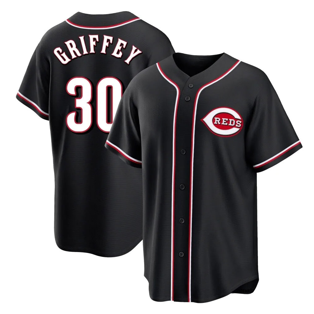 Odoa C.Reds #30 Ken Griffey Player Black Fashion Out Home Game Stitched Jerseys