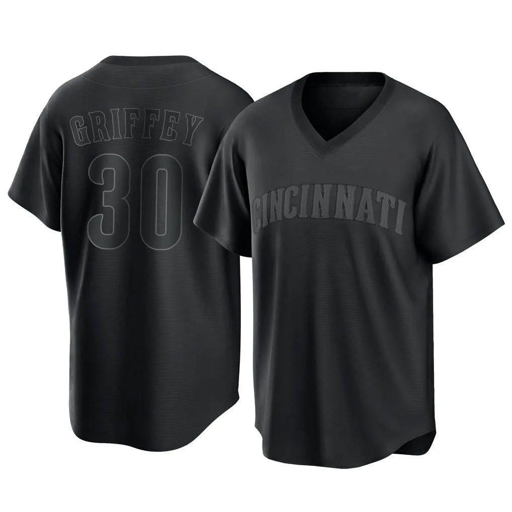 Odoa C.Reds #30 Ken Griffey Player Black T-shirt Game Home Stitched Jerseys