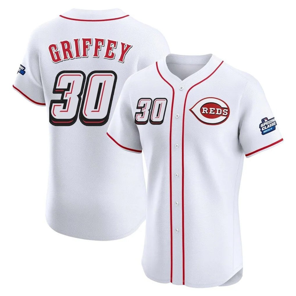 Odoa C.Reds #30 Ken Griffey Player White Speedway Classic Limited Elite Home Stitched Jerseys