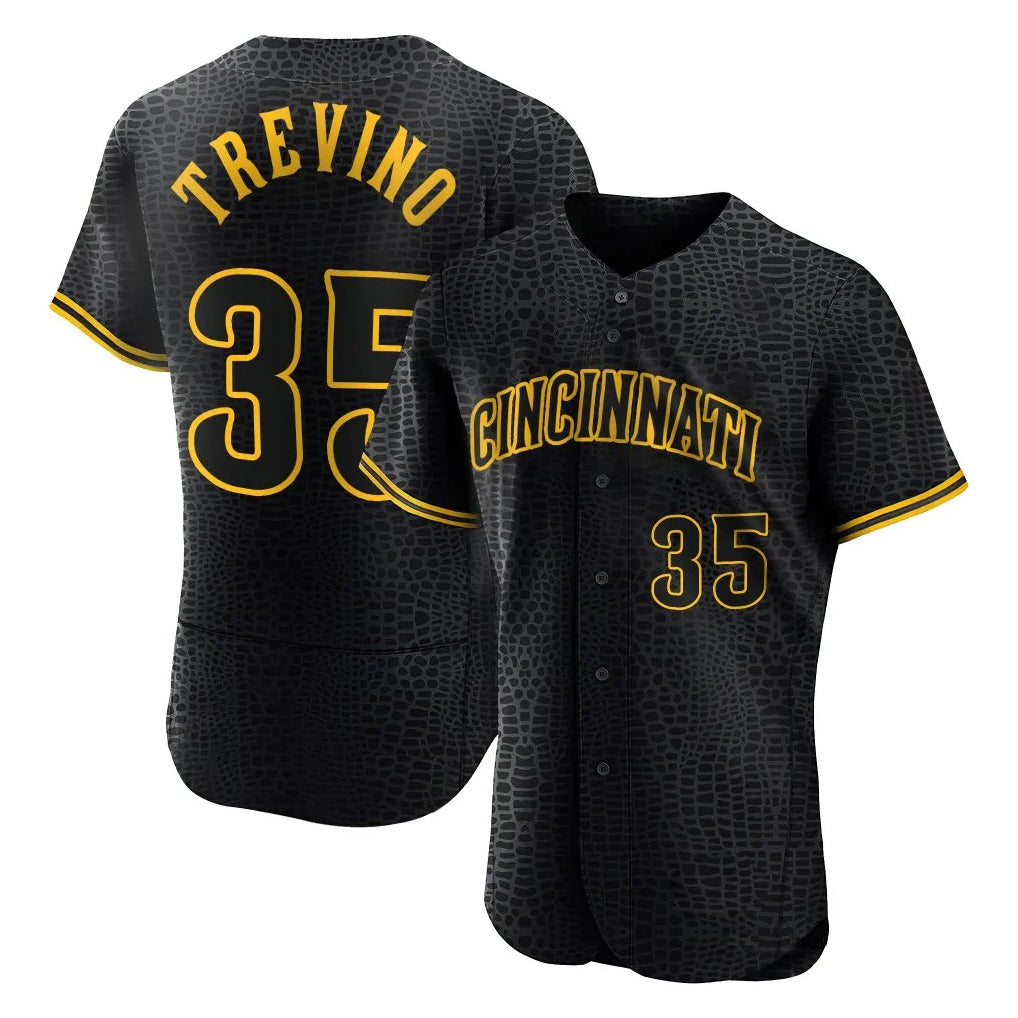 Odoa C.Reds #35 Jose Trevino Player Black Snake Skin City Limited Elite Home Stitched Jerseys