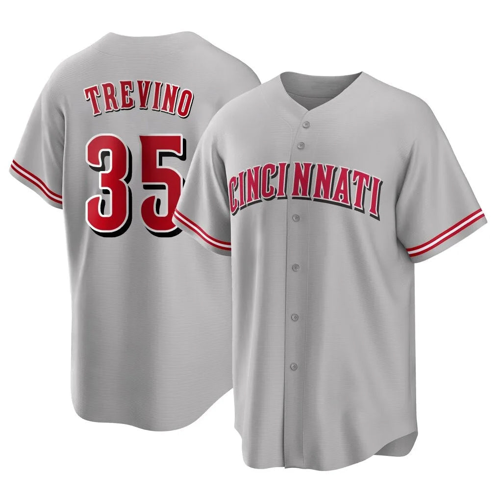 Odoa C.Reds #35 Jose Trevino Player Gray Home Game Stitched Jerseys