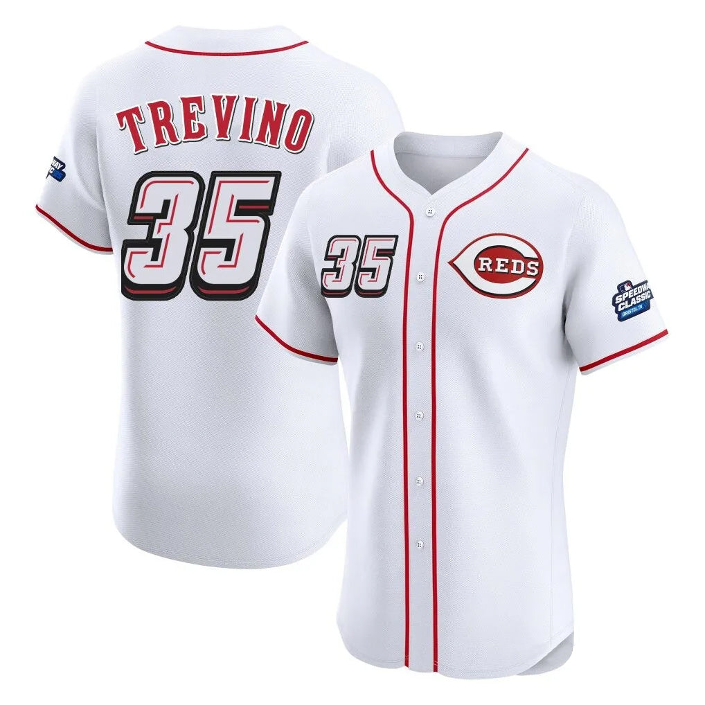 Odoa C.Reds #35 Jose Trevino Player White Speedway Classic Limited Elite Home Stitched Jerseys