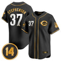Odoa C.Reds #37 Tyler Stephenson Player Black-Gold Vapor Premier Limited Home Stitched Jerseys
