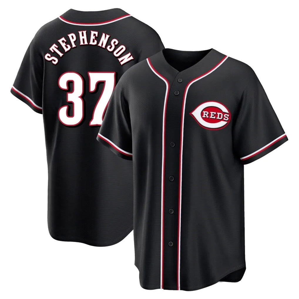 Odoa C.Reds #37 Tyler Stephenson Player Black Fashion Out Home Game Stitched Jerseys
