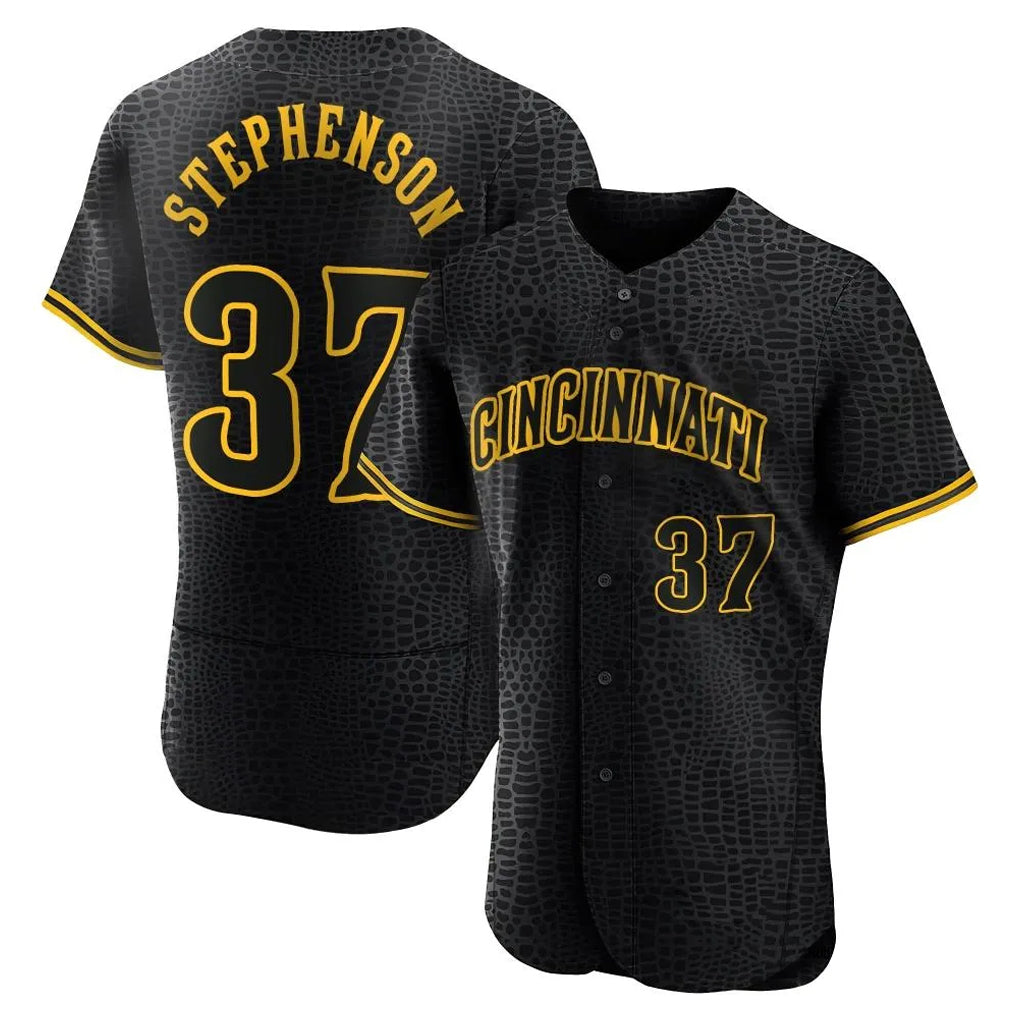 Odoa C.Reds #37 Tyler Stephenson Player Black Snake Skin City Limited Elite Home Stitched Jerseys