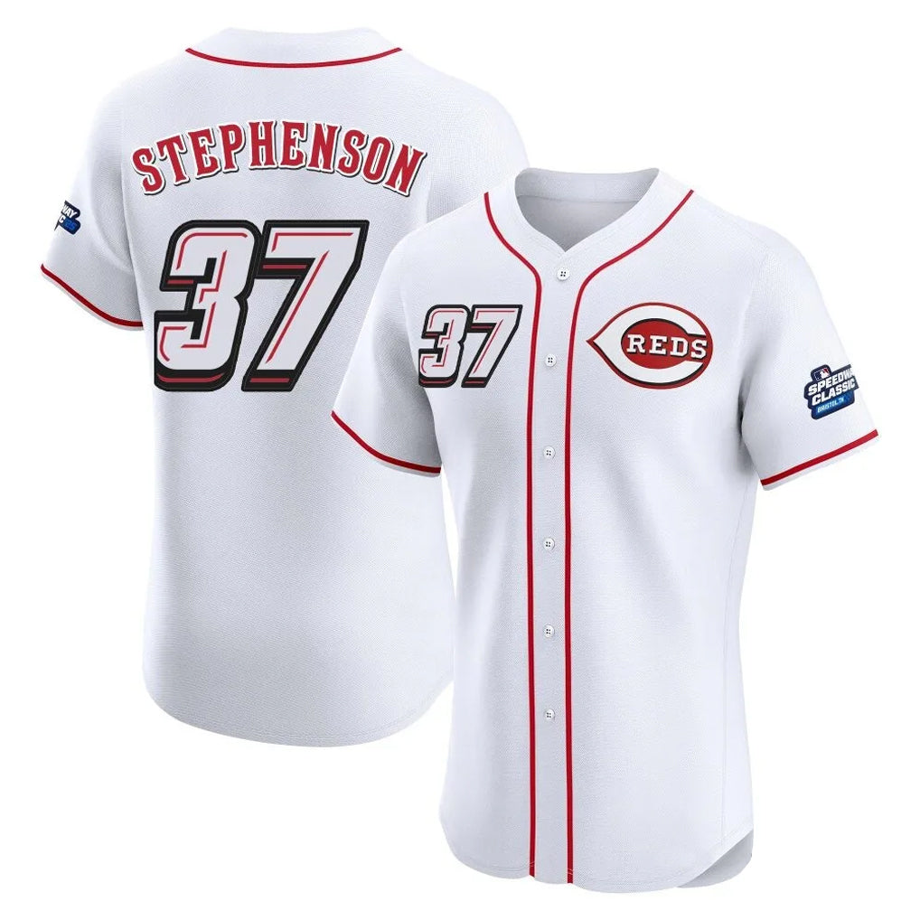 Odoa C.Reds #37 Tyler Stephenson Player White Speedway Classic Limited Elite Home Stitched Jerseys