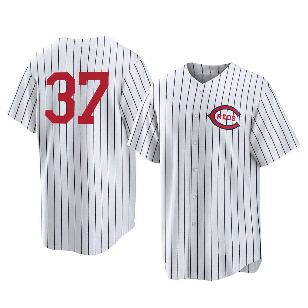 Odoa C.Reds #37 Tyler Stephenson Player White Stripe Field of Dreams Game Home Stitched Jerseys