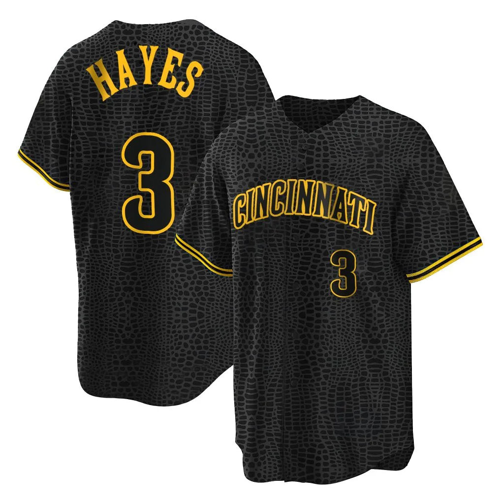 Odoa C.Reds #3 Ke'Bryan Hayes Player Black Snake Skin City Home Stitched Jerseys