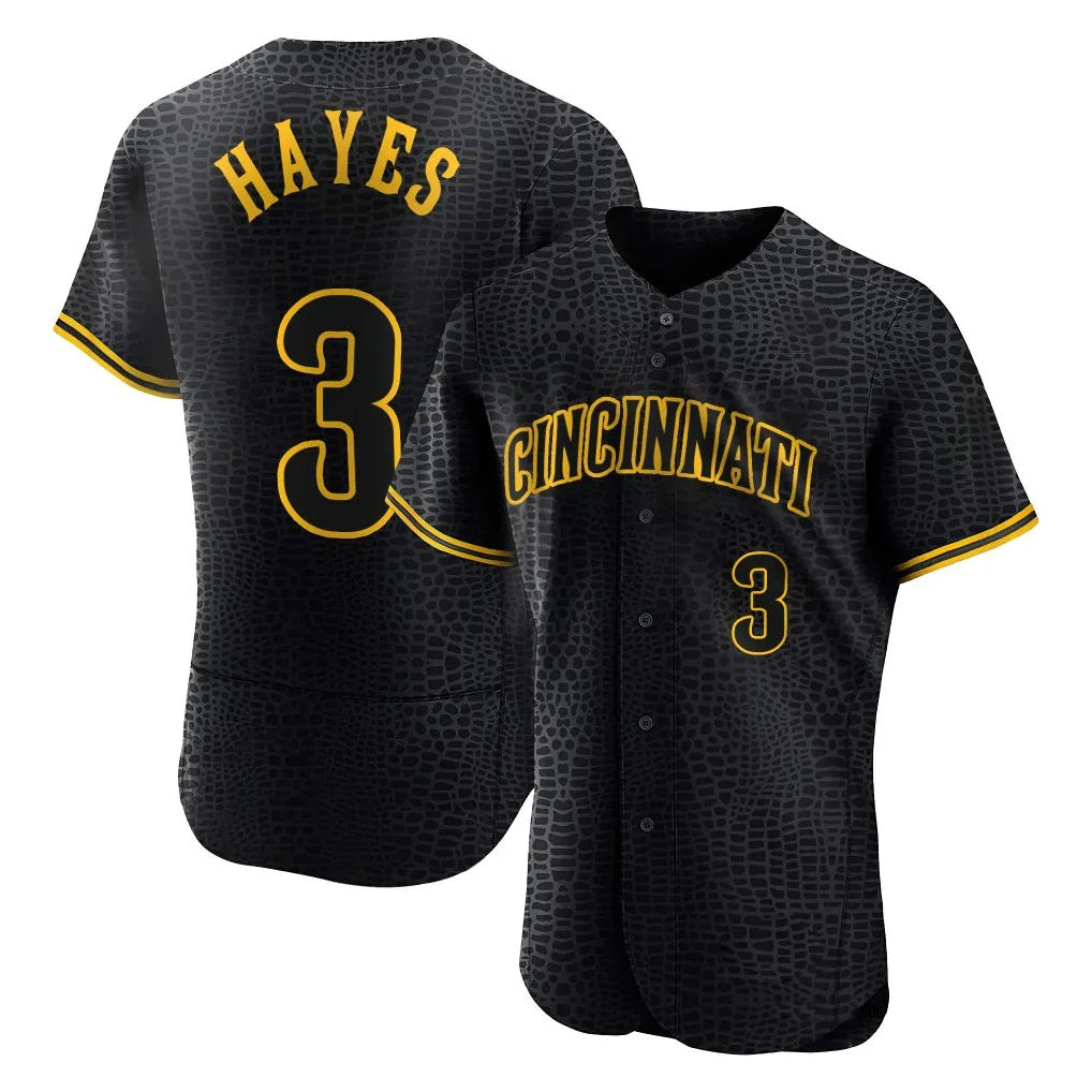 Odoa C.Reds #3 Ke'Bryan Hayes Player Black Snake Skin City Limited Elite Home Stitched Jerseys