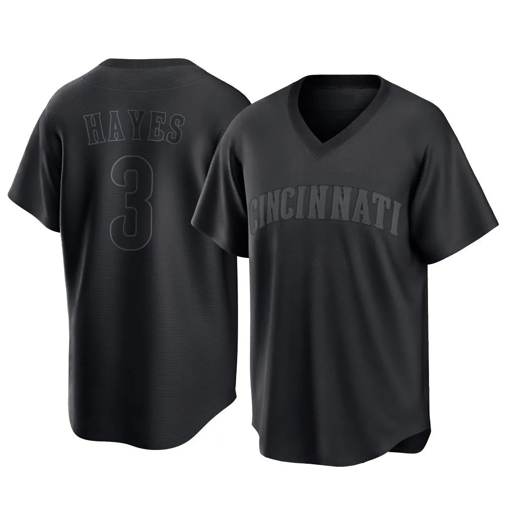 Odoa C.Reds #3 Ke'Bryan Hayes Player Black T-shirt Game Home Stitched Jerseys