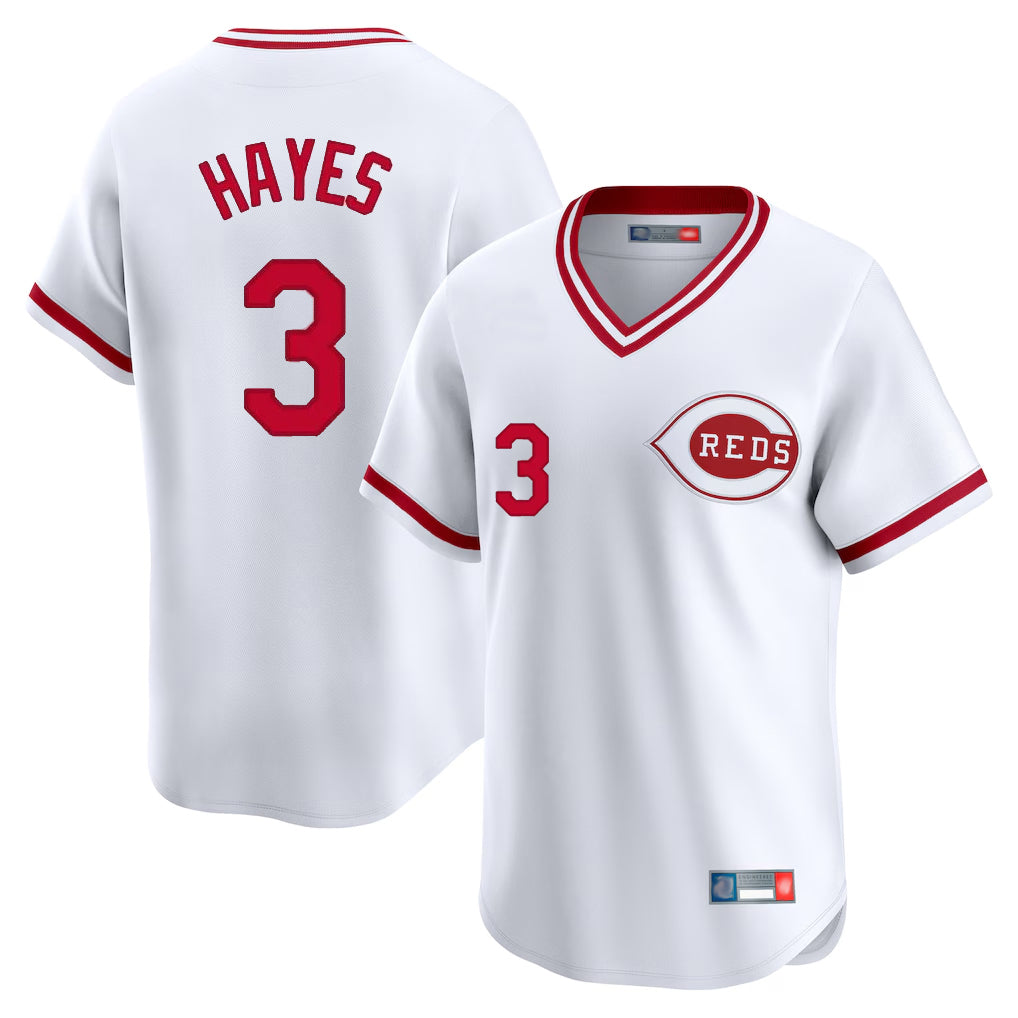 Odoa C.Reds #3 Ke'Bryan Hayes Player White Cooperstown Collection Limited T-shirt Home Stitched Jerseys