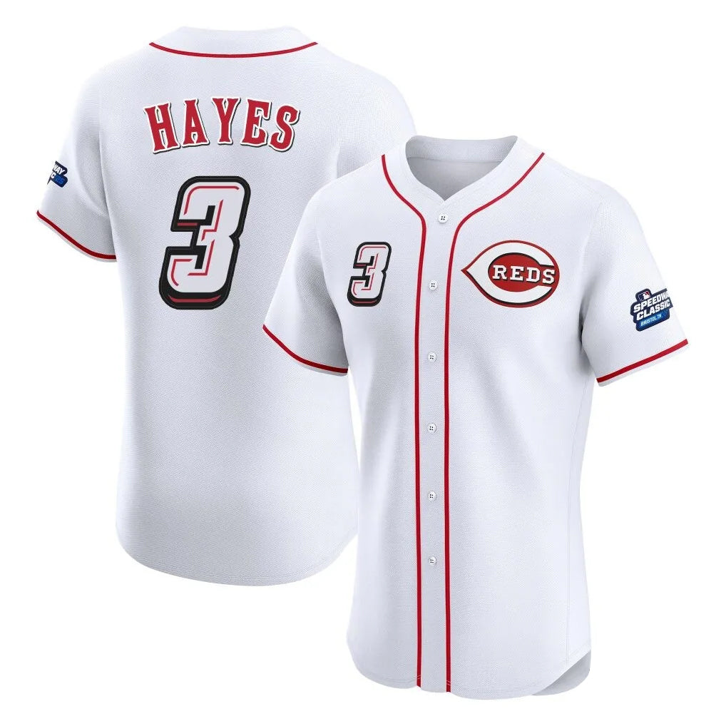 Odoa C.Reds #3 Ke'Bryan Hayes Player White Speedway Classic Limited Elite Home Stitched Jerseys