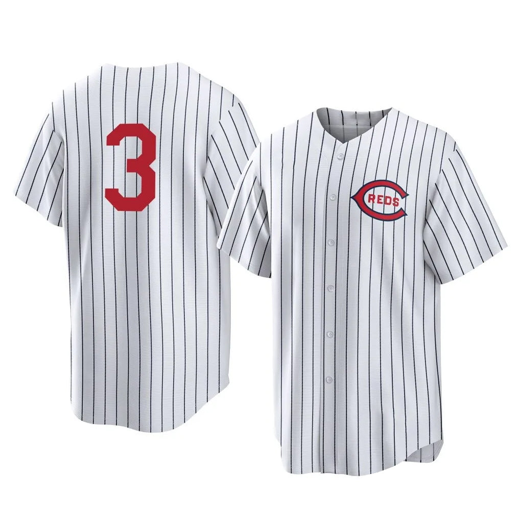 Odoa C.Reds #3 Ke'Bryan Hayes Player White Stripe Field of Dreams Game Home Stitched Jerseys