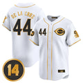 Odoa C.Reds #44 Elly De La Cruz Player White-Gold Vapor Premier Limited Home Stitched Jerseys