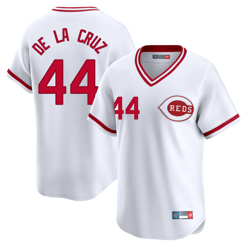 Odoa C.Reds #44 Elly De La Cruz Player White Cooperstown Collection Limited Stitched Jerseys