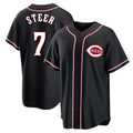 Odoa C.Reds #7 Spencer Steer Player Black Fashion Out Home Game Stitched Jerseys