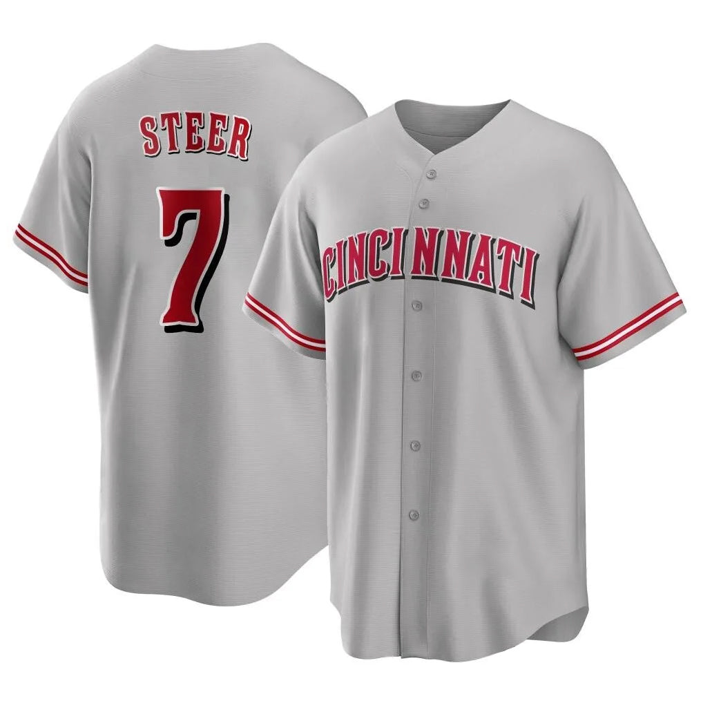 Odoa C.Reds #7 Spencer Steer Player Gray Home Game Stitched Jerseys