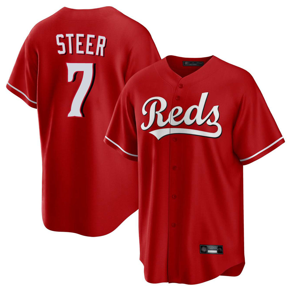 Odoa C.Reds #7 Spencer Steer Player Red Home Game Stitched Jerseys