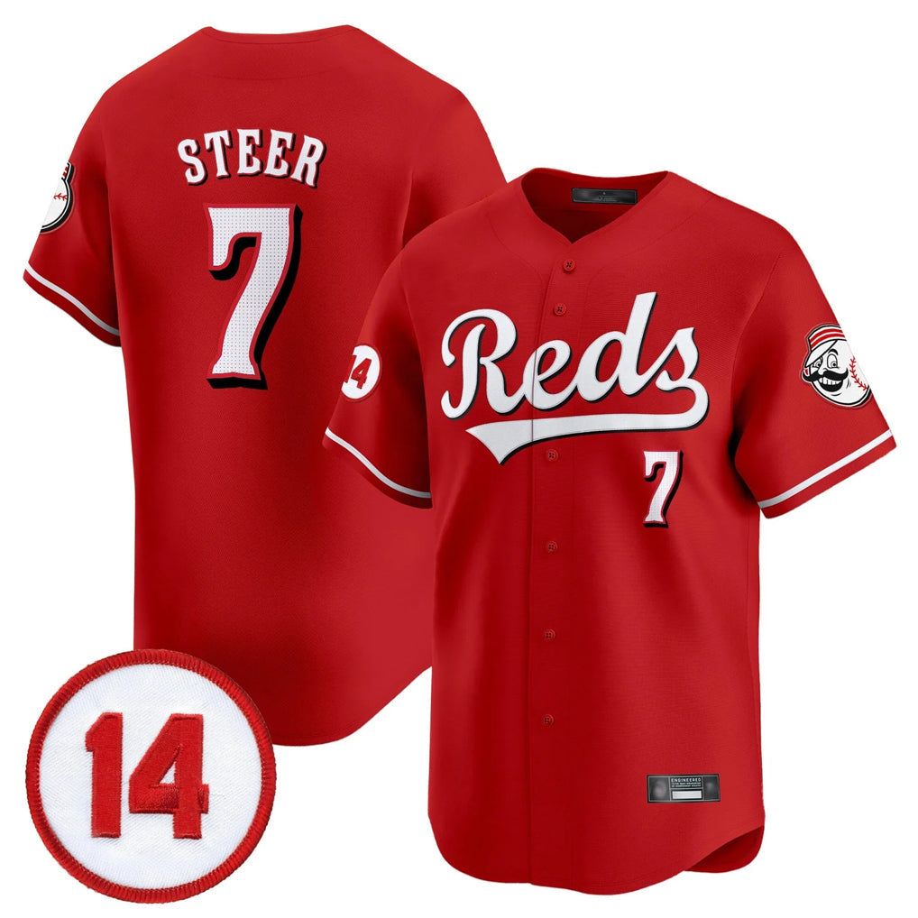 Odoa C.Reds #7 Spencer Steer Player Red Vapor Premier Limited Home Stitched Jerseys
