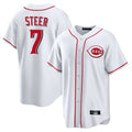 Odoa C.Reds #7 Spencer Steer Player White Game Home Stitched Jerseys