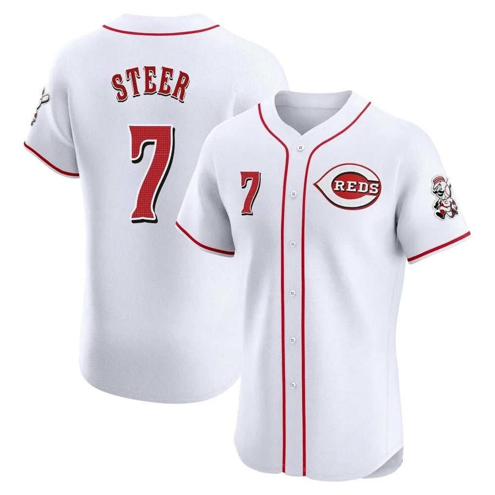 Odoa C.Reds #7 Spencer Steer Player White Limited Elite Home Stitched Jerseys