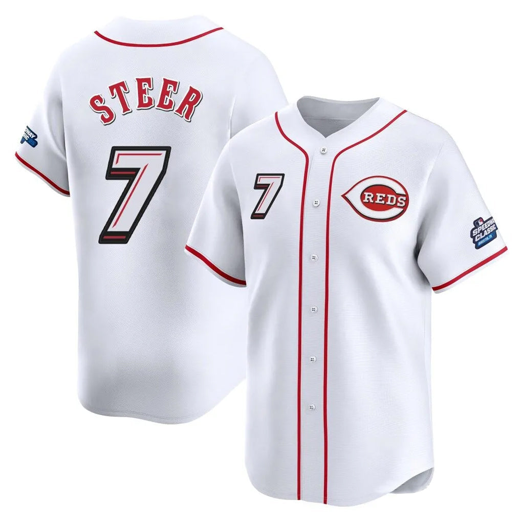 Odoa C.Reds #7 Spencer Steer Player White Speedway Classic Home Limited Stitched Jerseys
