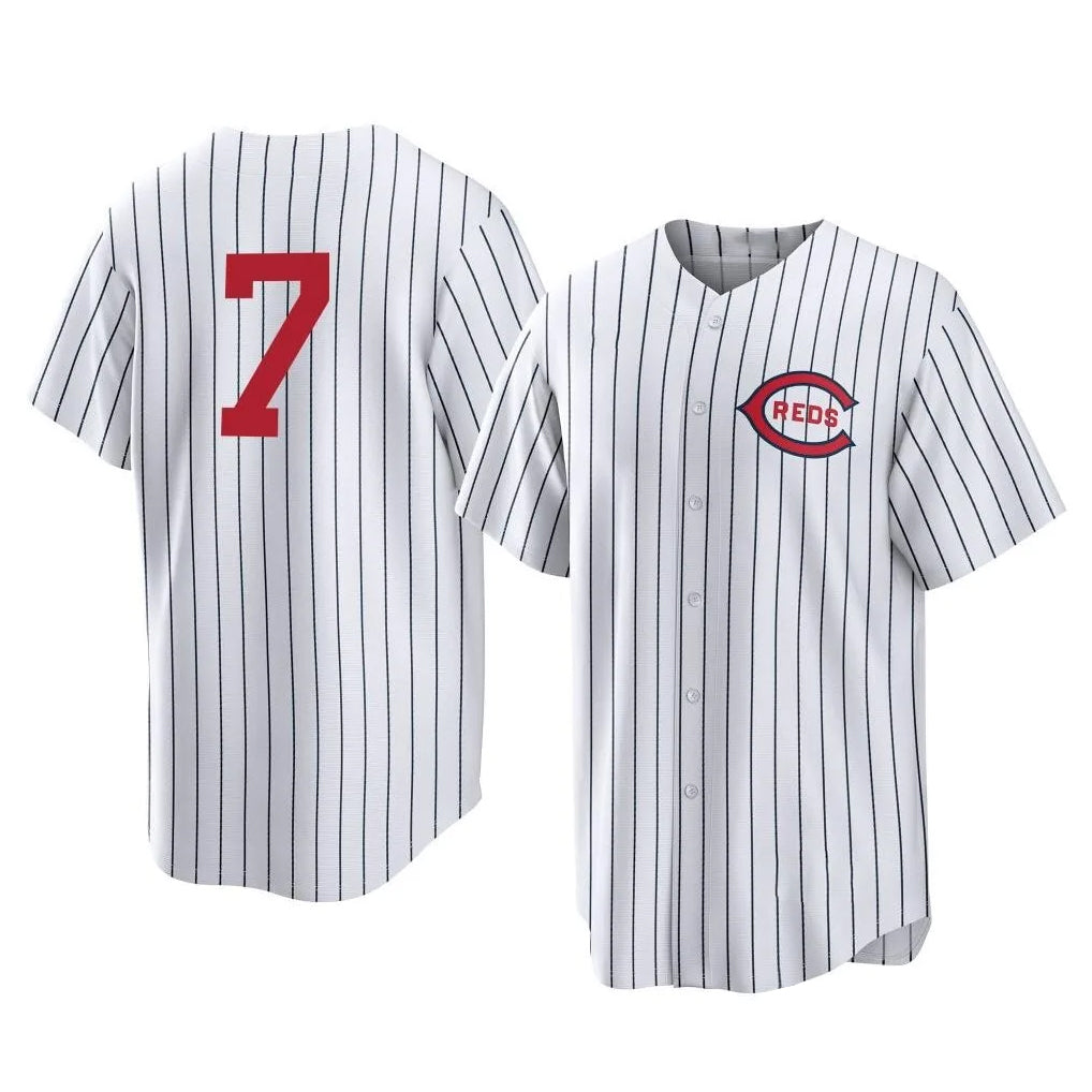 Odoa C.Reds #7 Spencer Steer Player White Stripe Field of Dreams Game Home Stitched Jerseys
