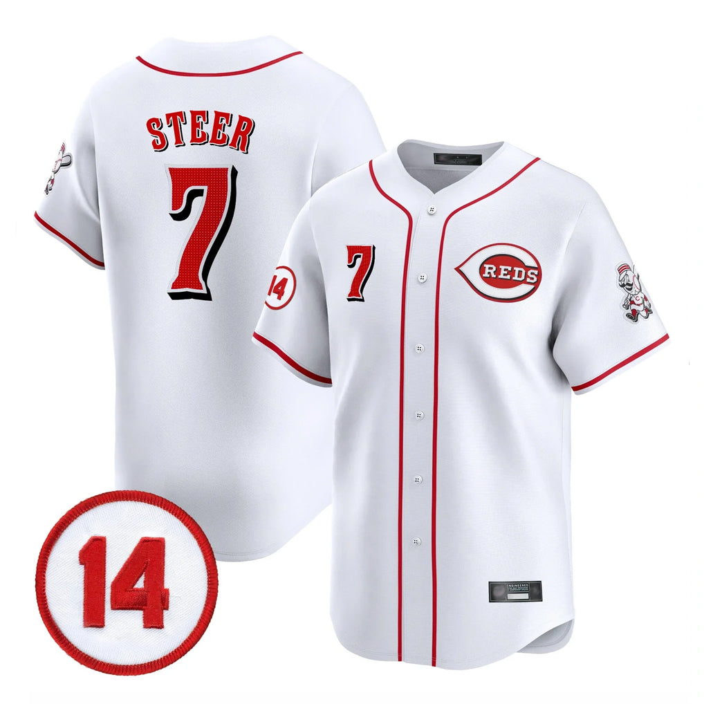 Odoa C.Reds #7 Spencer Steer Player White Vapor Premier Limited Home Stitched Jerseys