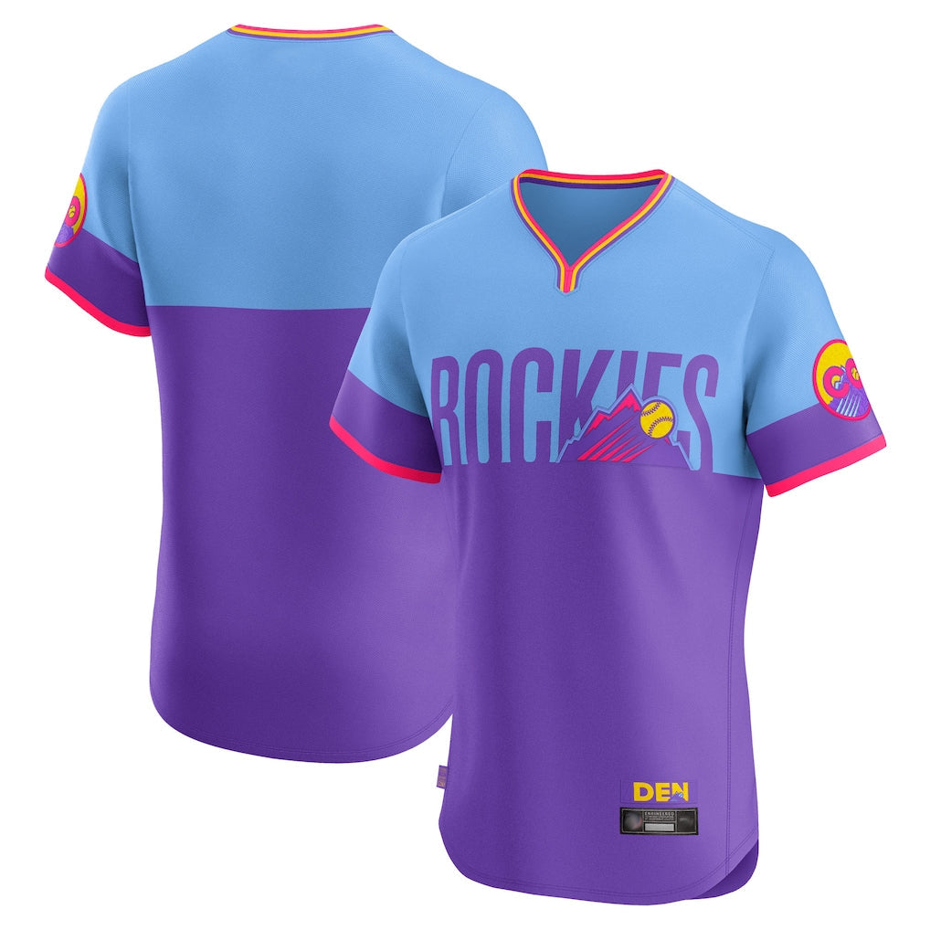 Odoa C.Rockies Purple-Light Blue City Connect Limited Elite Home T-shirt Blank Player Stitched Jerseys