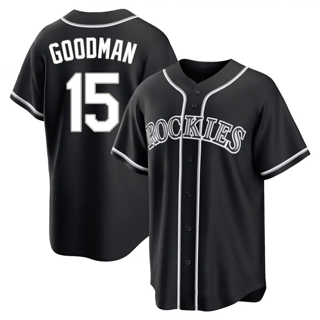 Odoa C.Rockies #15 Hunter Goodman Player Black Fashion Out Home Game Stitched Jerseys