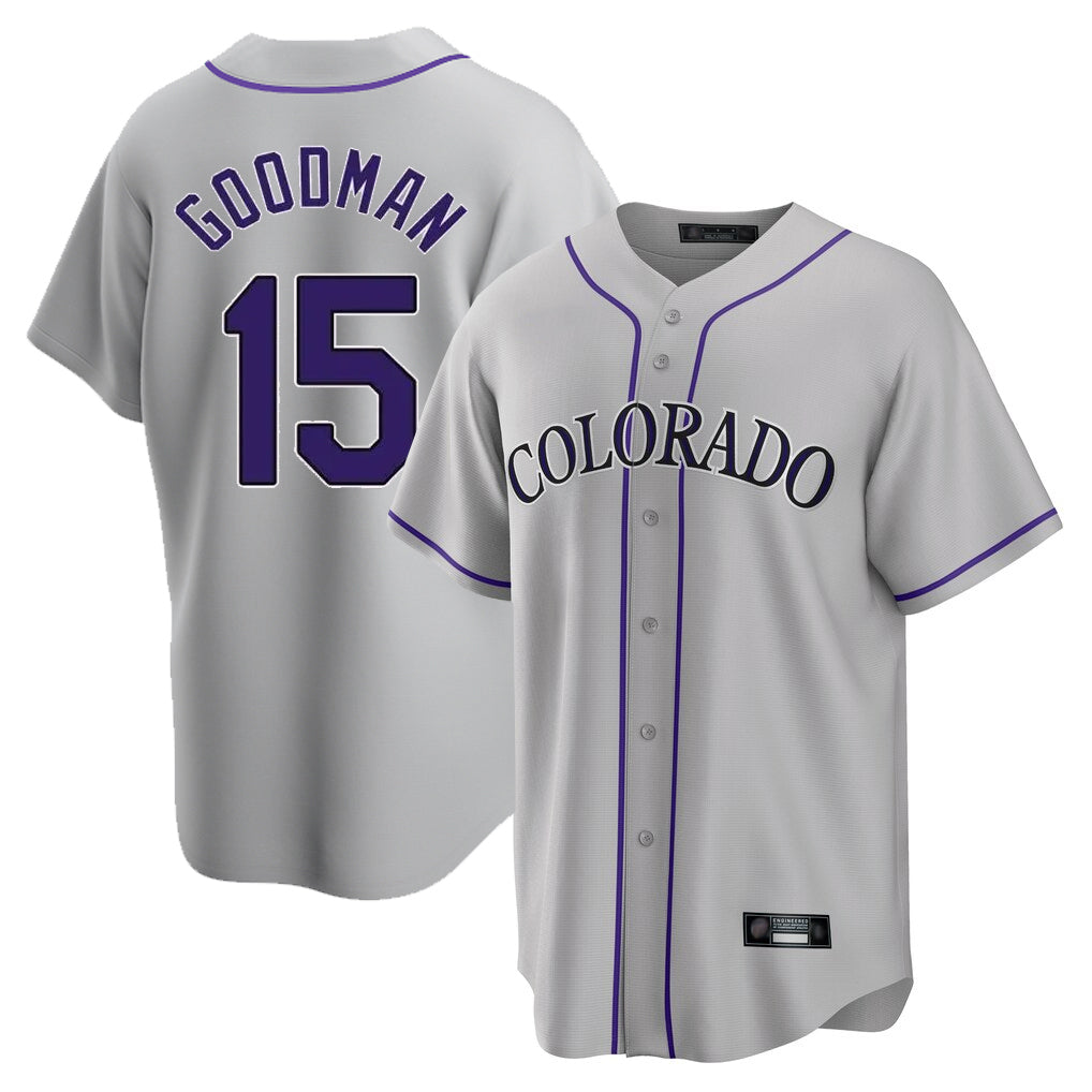 Odoa C.Rockies #15 Hunter Goodman Player Gray Game Home Stitched Jerseys
