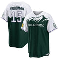 Odoa C.Rockies #15 Hunter Goodman Player Green City Connect Home Game Stitched Jerseys