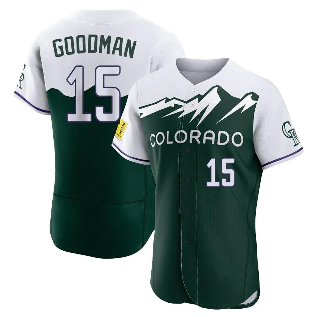 Odoa C.Rockies #15 Hunter Goodman Player Green City Connect Limited Elite Home Stitched Jerseys
