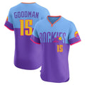 Odoa C.Rockies #15 Hunter Goodman Player Purple-Light Blue City Connect Limited Elite Home T-shirt Stitched Jerseys