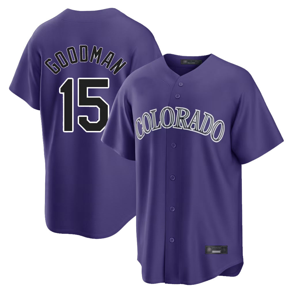 Odoa C.Rockies #15 Hunter Goodman Player Purple Game Home Stitched Jerseys