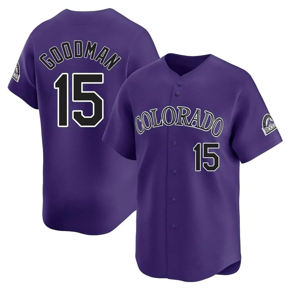 Odoa C.Rockies #15 Hunter Goodman Player Purple Limited Home Stitched Jerseys